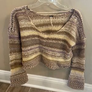 Free People Striped Cropped Sweater